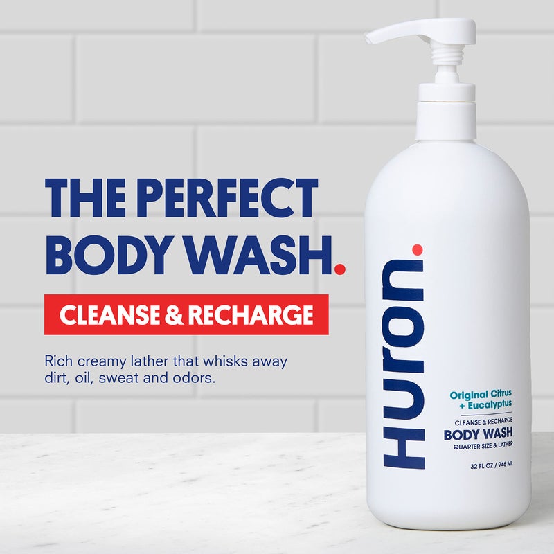 Huron Men's Moisturizing Body Wash - Crisp Citrus, Eucalyptus, Mint, Aromatic Greens - 32 fl oz - Image 2