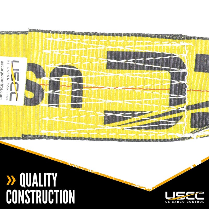 US Cargo Control 4 Inch x 5 Feet Roll Off Container Winch Strap with Flat Hook, Heavy Duty Trailer Winch Strap for Cargo Securement, 5,400 lbs Working Load Limit, Large Flat Hook for Easy Fastening - Image 5