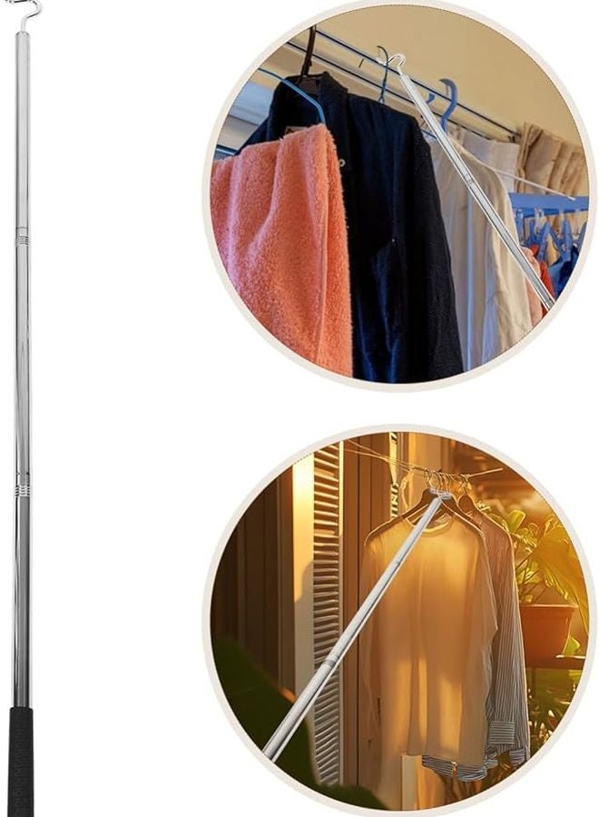 Cabilock Stainless Steel Clothes Hanger Pole with Hooks for Hanging Clothes - Image 4