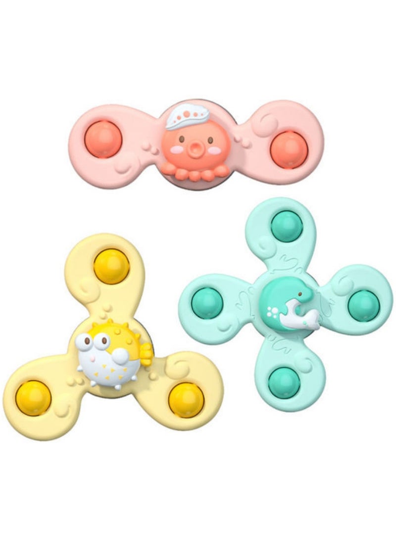 3PCS Suction Cup Spinner Toys Novelty Sensory Toys,Baby Suction Cup Toys,Spinning Toys, Early Learning Bathtub Toys,Intelligence Development Toys,Toddler Toys with Suction Cups - Image 3