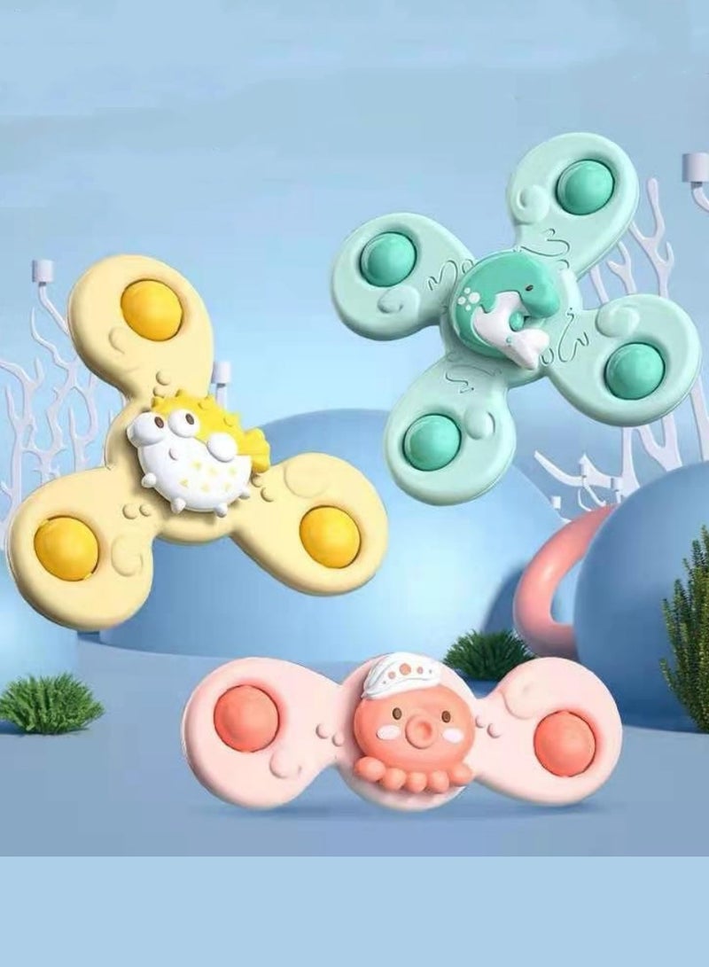 3PCS Suction Cup Spinner Toys Novelty Sensory Toys,Baby Suction Cup Toys,Spinning Toys, Early Learning Bathtub Toys,Intelligence Development Toys,Toddler Toys with Suction Cups - Image 2