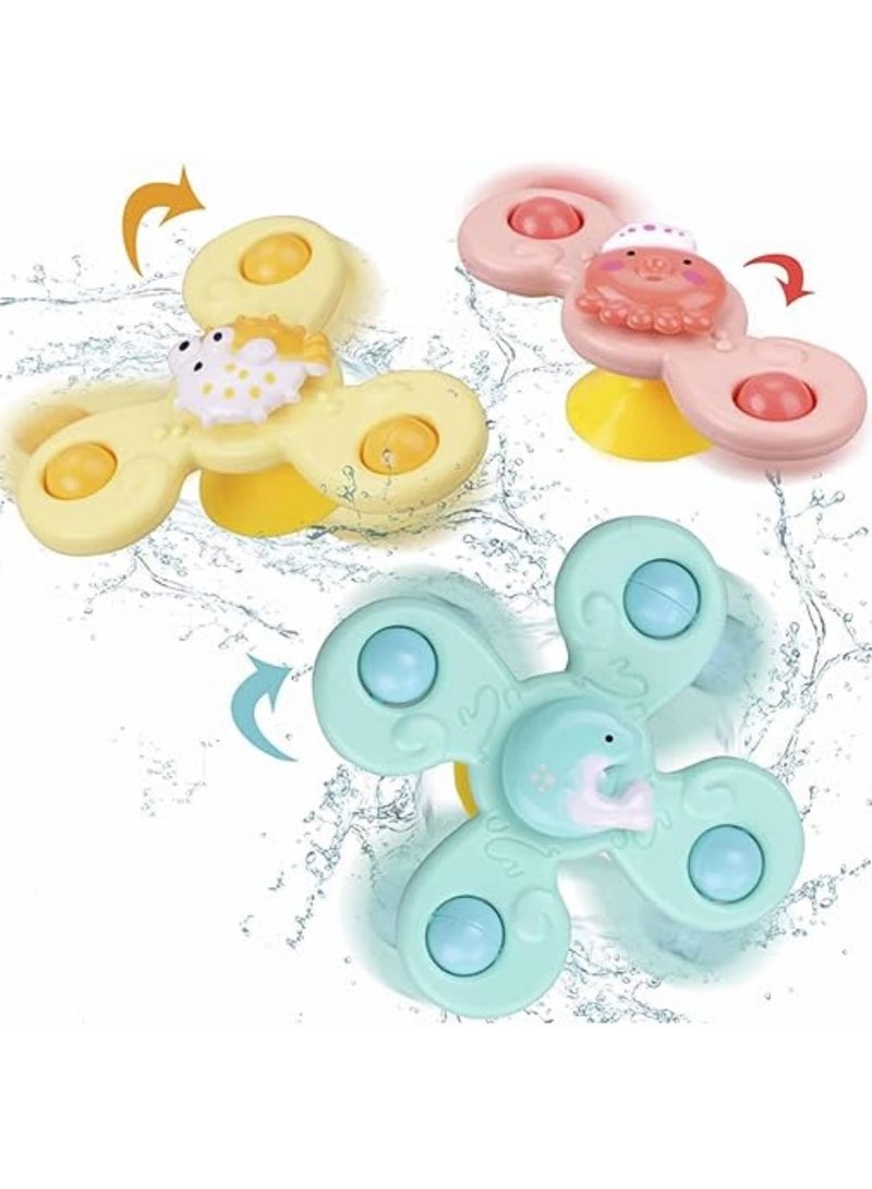 3PCS Suction Cup Spinner Toys Novelty Sensory Toys,Baby Suction Cup Toys,Spinning Toys, Early Learning Bathtub Toys,Intelligence Development Toys,Toddler Toys with Suction Cups - Image 1