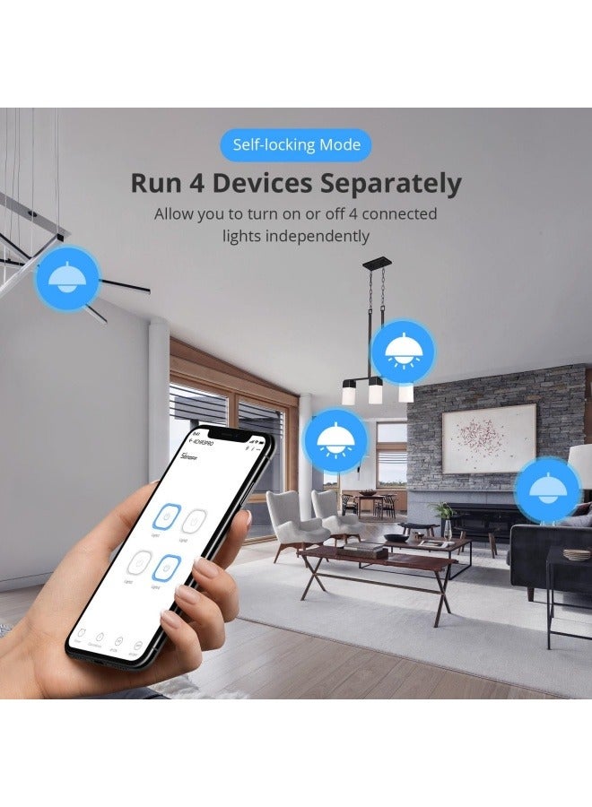 SONOFF 4CH Pro R3 Wi-Fi Smart Switch 4-Channel Din Rail Mounting Home Automation,Self-Locking/Interlock Control Home Appliances, RF/APP/Voice/LAN Control, Works with Alexa(1 Pack) - Image 4