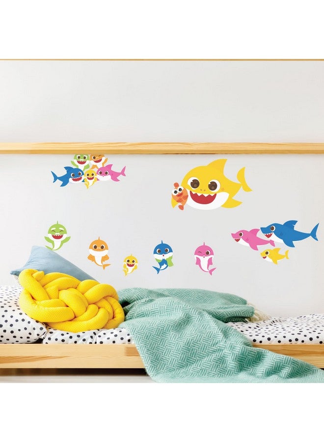 Wall Palz Baby Shark Family Wall Decals - Set of 8 Peel and Stick Vinyl Wall Stickers for Bathroom Nursery Bedroom Decor - Image 1