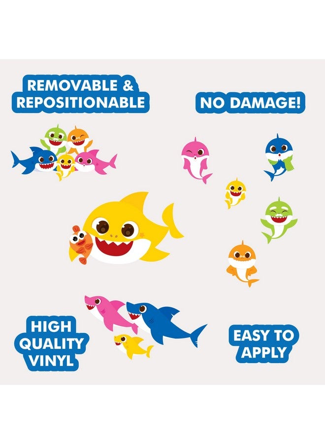 Wall Palz Baby Shark Family Wall Decals - Set of 8 Peel and Stick Vinyl Wall Stickers for Bathroom Nursery Bedroom Decor - Image 2