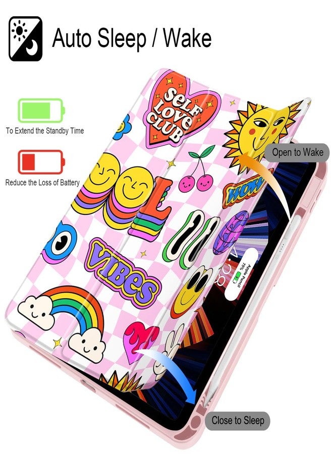 May Chen for iPad (A16) 11th Generation Case 11 Inch 2025, iPad 10th Gen Case 2022 10.9 inch, Built-in Pencil Holder with Shockproof Cover Clear Back Shell Auto Wake/Sleep, Groovy - Image 3