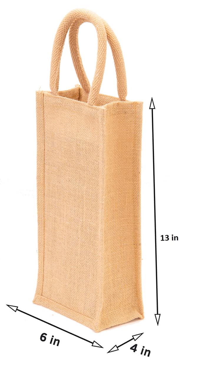 Peeplvalue Pack of 20 Jute Carry Bag for Water/Wine Bottle with Handles and 2 L Capacity for Gifting Suitable for Men and Women- -Multicolor - Image 1