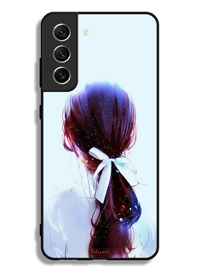 Tolwak Samsung Galaxy S21 FE 5G Protective Case Cover Tie Hair With Hairband Girl Art - Image 3
