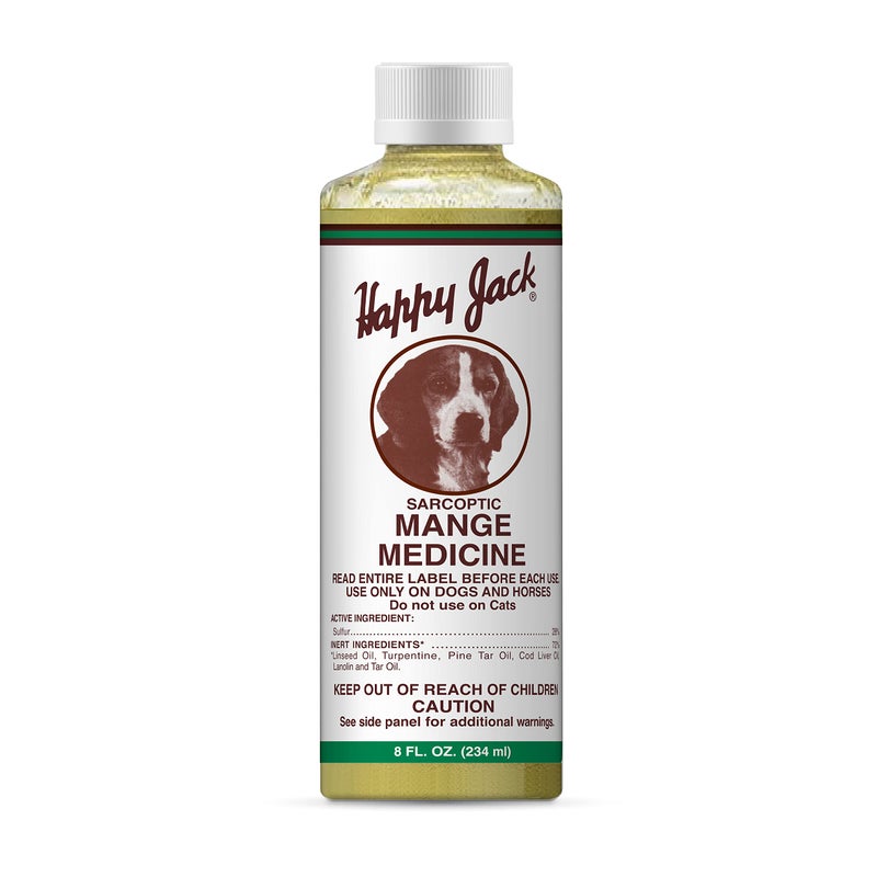 HAPPY JACK Mange Medicine & Treatment for Dogs & Horses - Brings Soothing Itch Relief to Severe Mange, Fungi, Allergies, Eczema & Most Dog Skin Irritation (8 oz) - Image 1