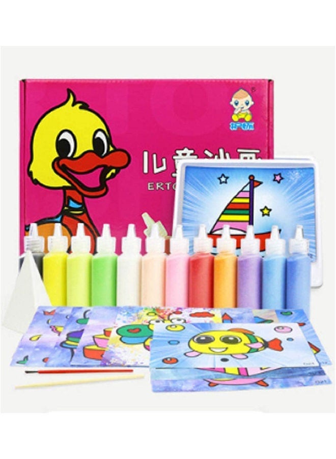 Sand Art Kits For Kids - 12 Sheets Peel And Stick Sand Art Pictures, Sand Painting Cards Art Kids Coloring DIY Paper Craft Kit Bulk Party, Creative Rangoli Sand Art Kit, DIY Sticky Sand Art Paper Peel - Image 1