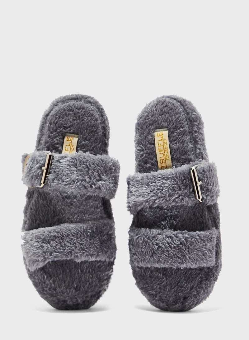 Truffle Fluffy Double Strap Bedroom Slipper