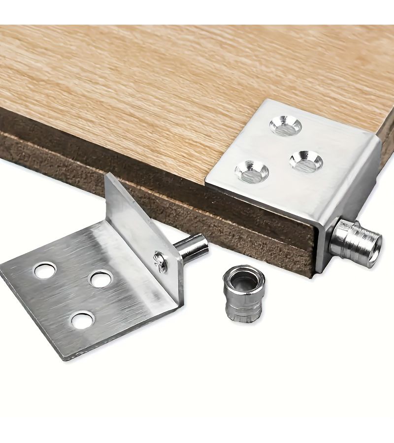 4pcs Stainless Steel Hidden Hinges Angle Door And Top Bottom Hinge For Cabinet Doors Wooden Door Fireplace Iron Box Furniture - Image 1