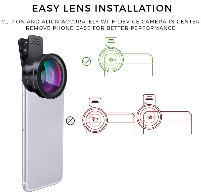 REDWIND Pro Lens Kit for iPhone & Android Camera, 0.45X Super Wide Angle Lens 12.5X Macro Lens, Clip-On 2in1 Professional Telephoto Instagram Reels Lens for iPhone, iPad & Android Smartphone, Tablets - Image 3