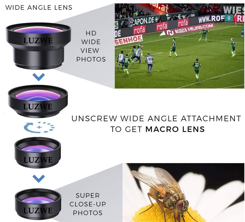 REDWIND Pro Lens Kit for iPhone & Android Camera, 0.45X Super Wide Angle Lens 12.5X Macro Lens, Clip-On 2in1 Professional Telephoto Instagram Reels Lens for iPhone, iPad & Android Smartphone, Tablets - Image 2