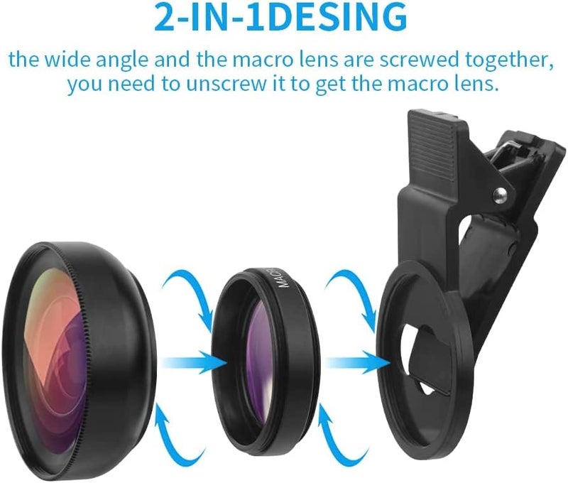 REDWIND Pro Lens Kit for iPhone & Android Camera, 0.45X Super Wide Angle Lens 12.5X Macro Lens, Clip-On 2in1 Professional Telephoto Instagram Reels Lens for iPhone, iPad & Android Smartphone, Tablets - Image 4
