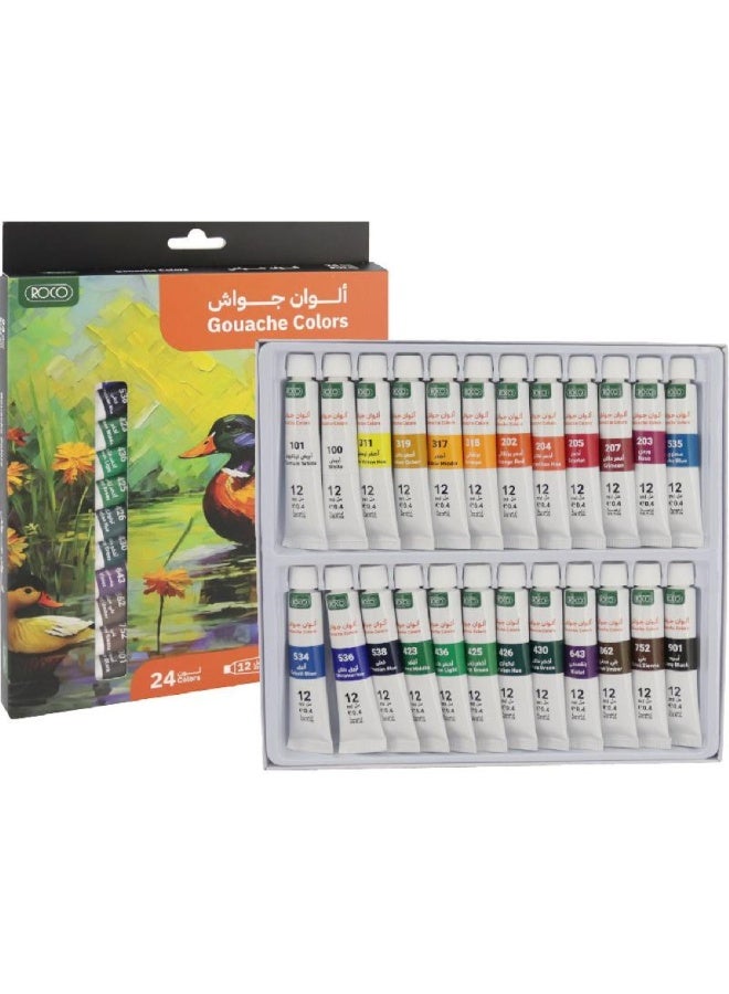 ROCO Gouache Colors Assorted Color 24 Tubes 12 ML - Image 2