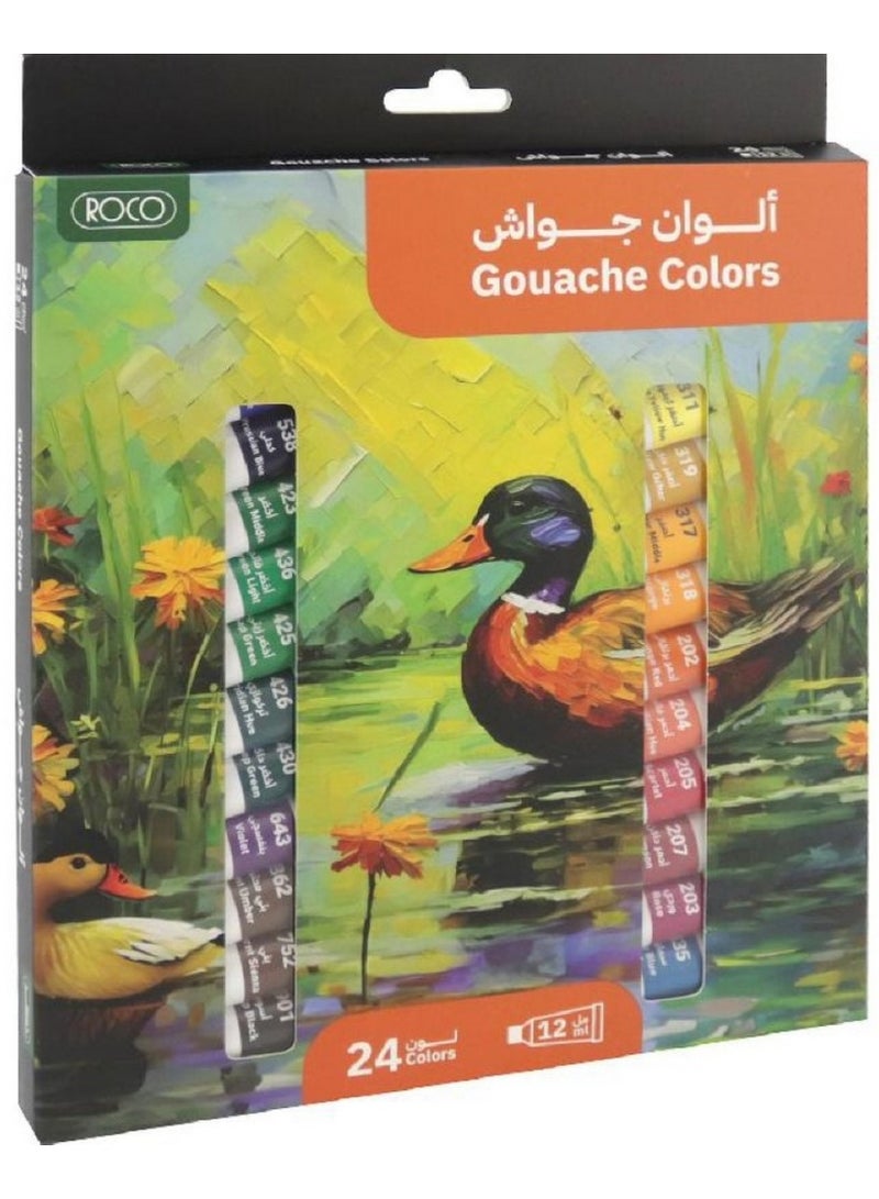 ROCO Gouache Colors Assorted Color 24 Tubes 12 ML - Image 1