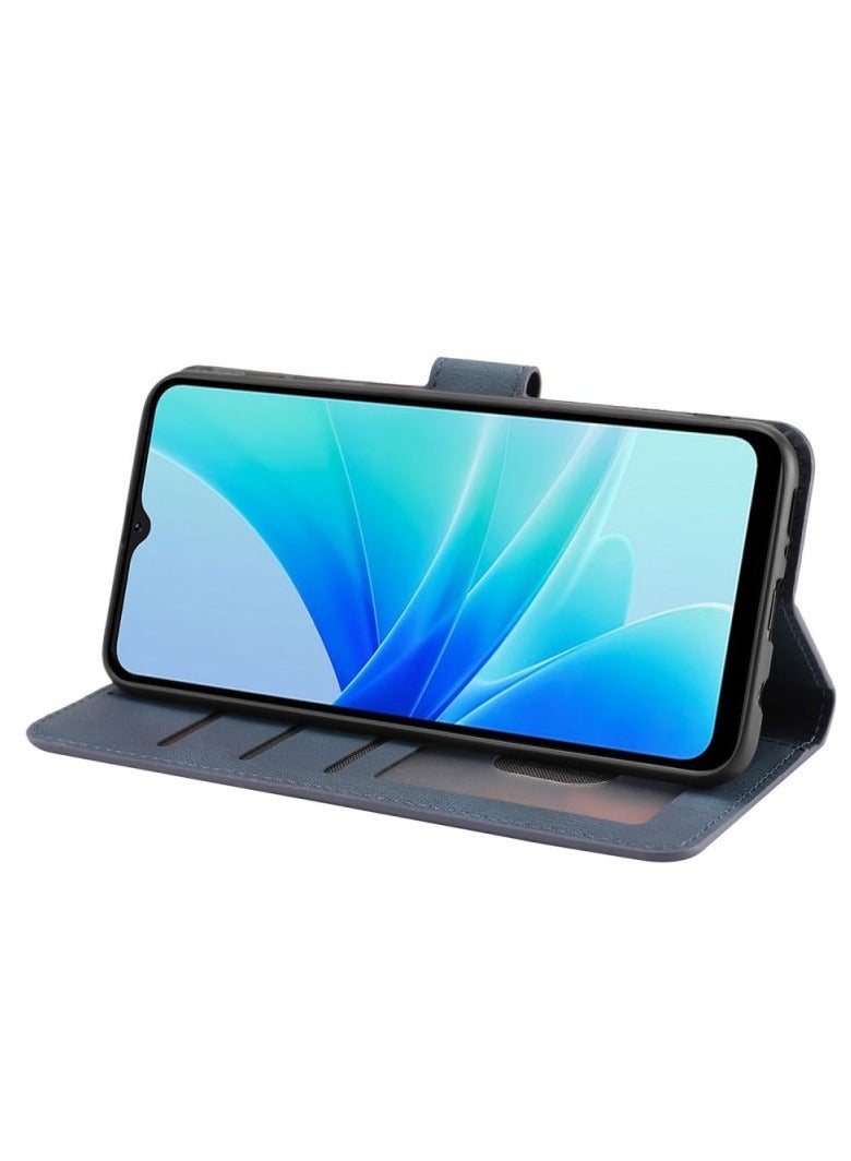 جراب جلدي كامل قابل للطي مع فتحة للبطاقات، ومسند، وحزام إغلاق مغناطيسي، وغطاء داخلي من السيليكون ، وحماية فائقة، متوافق مع هاتف سامسونج جالاكسي J5 برو (2017) (5.2 بوصة) (أزرق) - Image 3