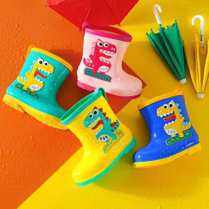 Children'S Cartoon Rain Boots Baby'S Cute Rain Boots Girls Velvet Water Boots Students Waterproof Non-Slip Water Boots For Boys - Image 4
