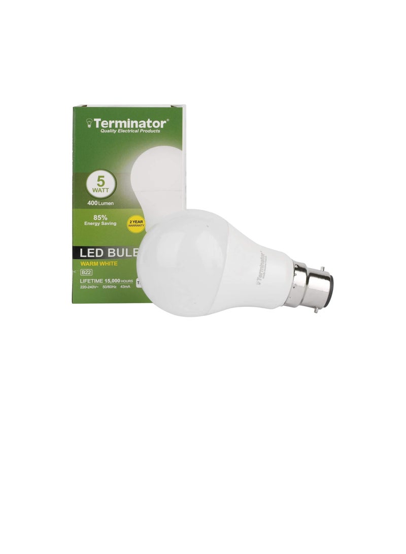 Terminator LED Bulb Surge Protected 5W, 400 Lumen, E27 Holder, Warm White - Image 1