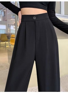 Generic 2024 Spring High Waist Slim Fit Black Trousers Black 