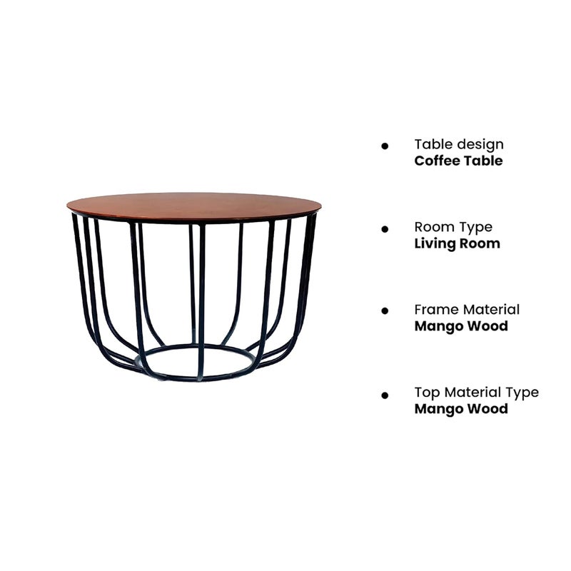 Meqstore Nesfur Engineered Wood Metal Round Coffee TableCenter Coffee Table Round Tea and Coffee Table for Hall Kitchen Living Room Home Decor Guest Room White and Gold - Image 3
