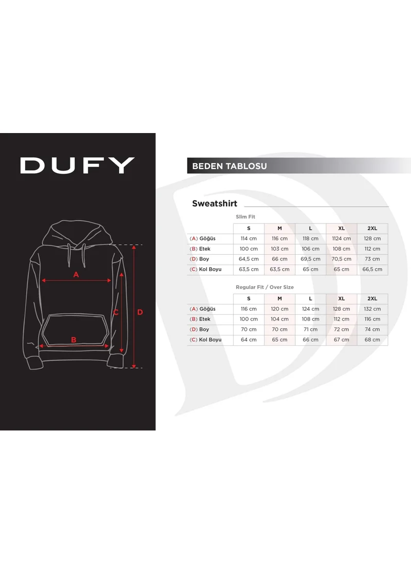 Dufy Navy Blue Men's Regular Fit Hooded Sweatshirt
