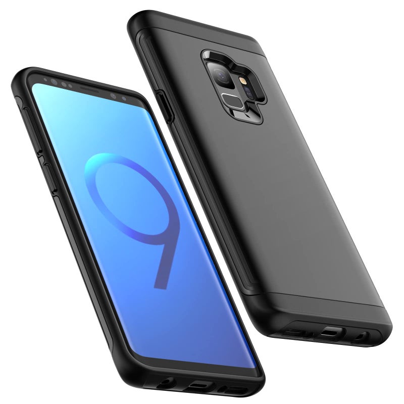JETech Heavy Shockproof Case for Samsung Galaxy S9, Dual Layer Rugged Protective Phone Cover with Shock-Absorption (Black) - Image 1