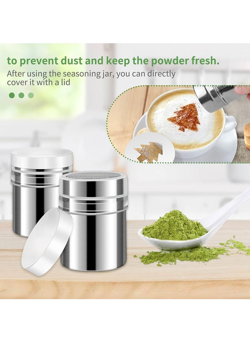 Generic - Powder Sugar Shaker Flour Duster Set, Stainless Steel Powder Shaker with Lid and Dust Flour Sifter with Spring-Operated for Baking or Coffee Cappuccino Latte(19 PCS) - Image 1