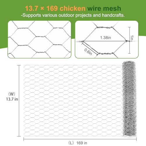 HANWRAPS Chicken Wire Mesh137169 Poultry Wire Netting1 Hole Size Hexagonal Galvanized Chicken Wire Mesh FencingOutdoor AntiRust Garden Animal Barrier Fence for Chicken Coop Barrier Rabbit Cage - Image 3