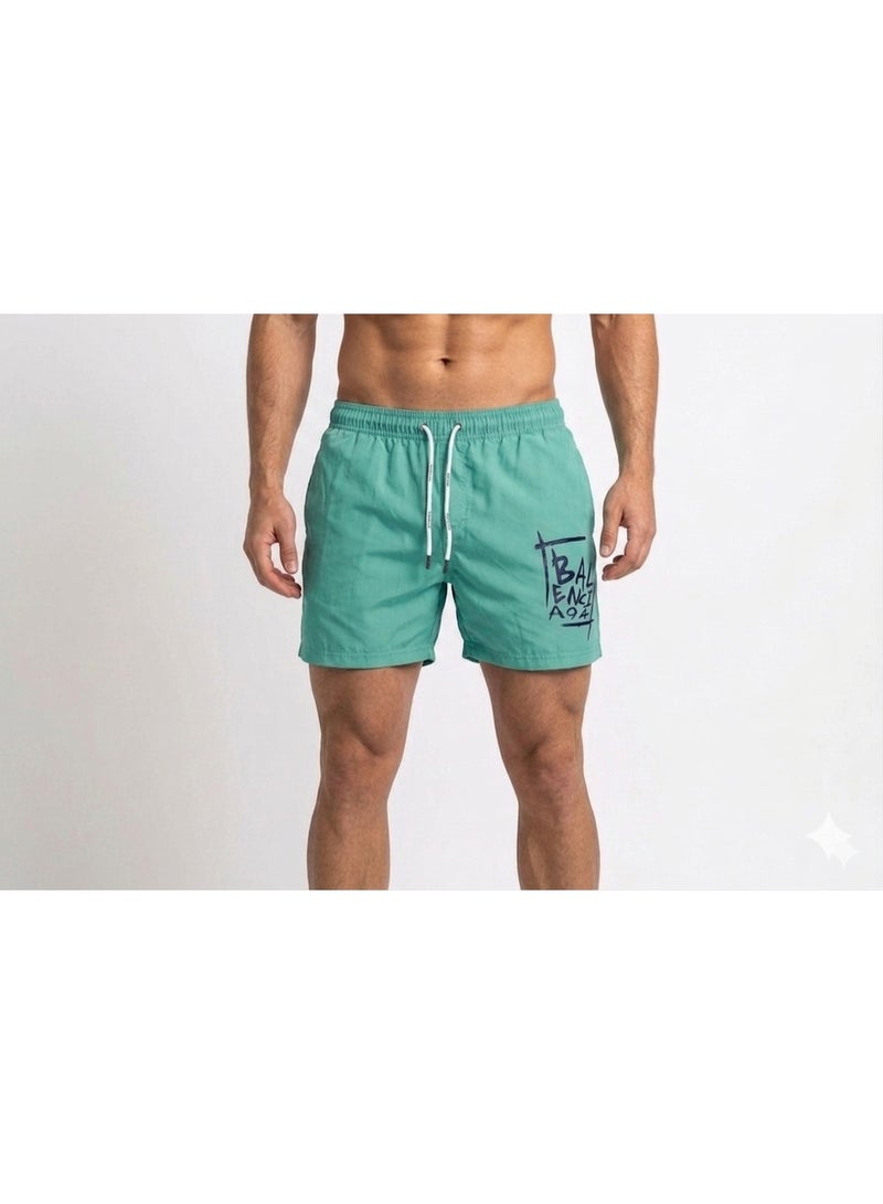 Swim shorts, waterproof, with Stylish Letters Turquoise Green - Image 1