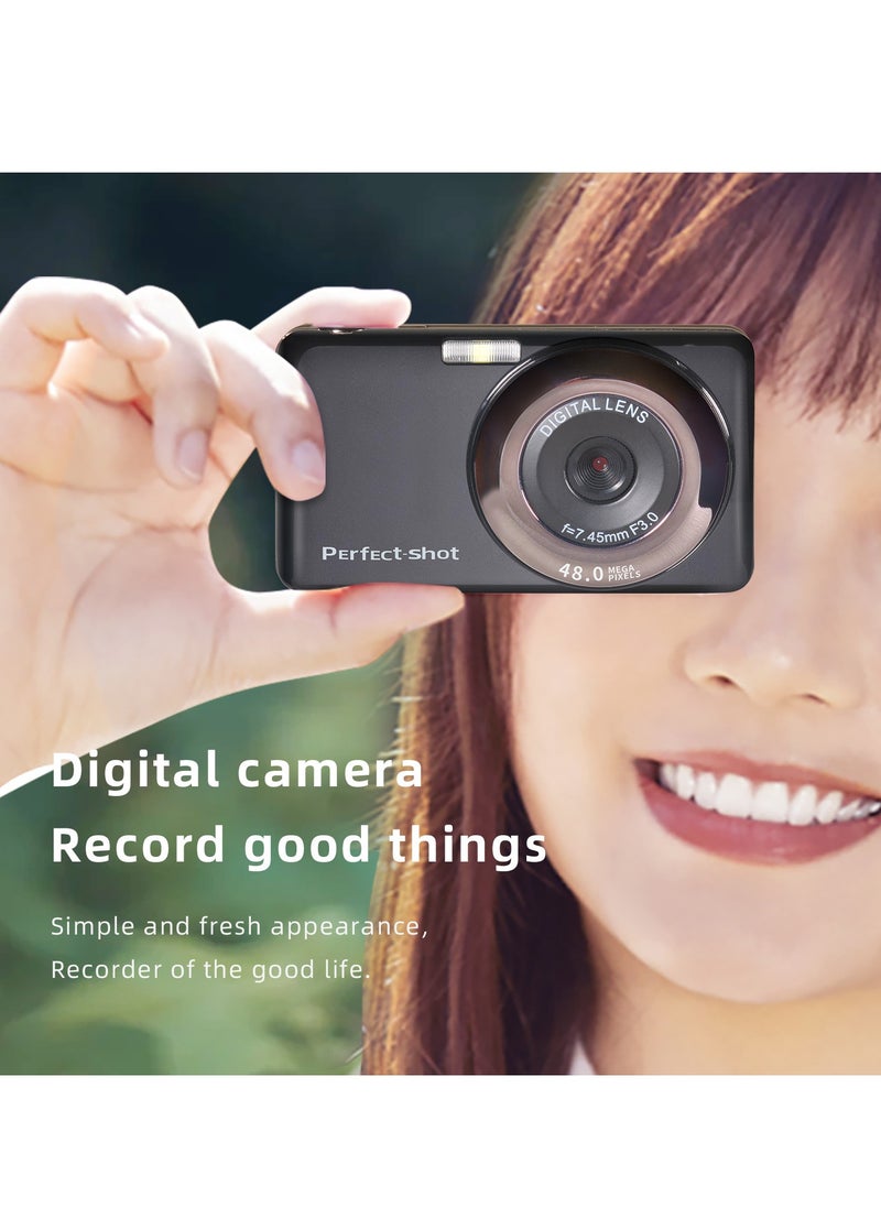 Gasin 2.7-Inch Ultra Slim Portable 48MP Student Camera HD Digital Camera Kids Camera（Black）  - Image 1