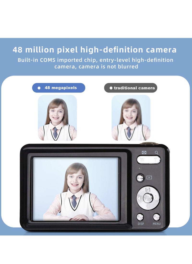 Gasin 2.7-Inch Ultra Slim Portable 48MP Student Camera HD Digital Camera Kids Camera（Black）  - Image 3