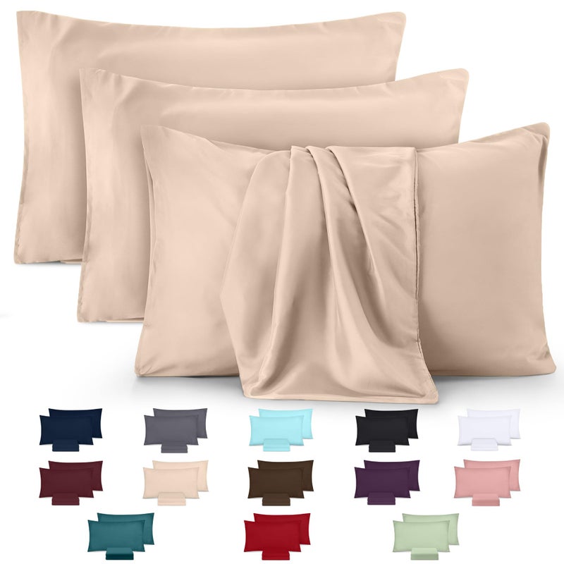 Utopia Bedding  Pillow Cases 4 Pack  Size 50x75 cm  100 Brushed Microfiber Pillowcases with Envelope Closure  Wrinkle Fade and Stain Resistant Pillow Cases  Beige
