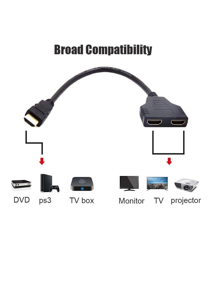 HDMI Cable Splitter 1 Input 2 Port, HDMI Male to HDMI Female Dual 1 to 2 Splitter, Support 2 TVs at the Same Time, 1 Signal Input 2 Output - Image 1