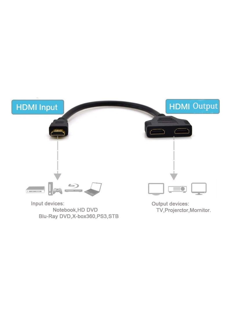 HDMI Cable Splitter 1 Input 2 Port, HDMI Male to HDMI Female Dual 1 to 2 Splitter, Support 2 TVs at the Same Time, 1 Signal Input 2 Output - Image 2