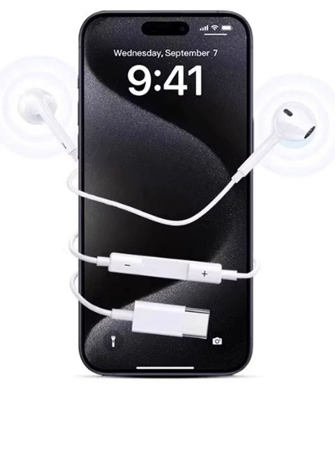 Wired headphones with USB C and microphone, volume control, in-ear headphones for iPhone 15/15Pro/15ProMax/plus, 16/16Pro/16Pro max/plus, iPad Pro/Air, Android (white) - Image 4