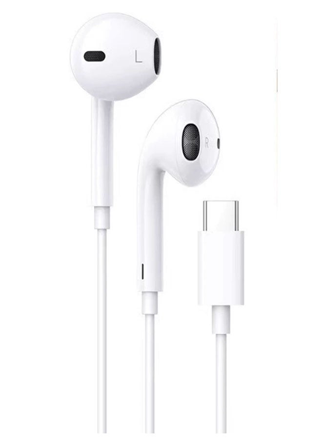 Wired headphones with USB C and microphone, volume control, in-ear headphones for iPhone 15/15Pro/15ProMax/plus, 16/16Pro/16Pro max/plus, iPad Pro/Air, Android (white) - Image 1