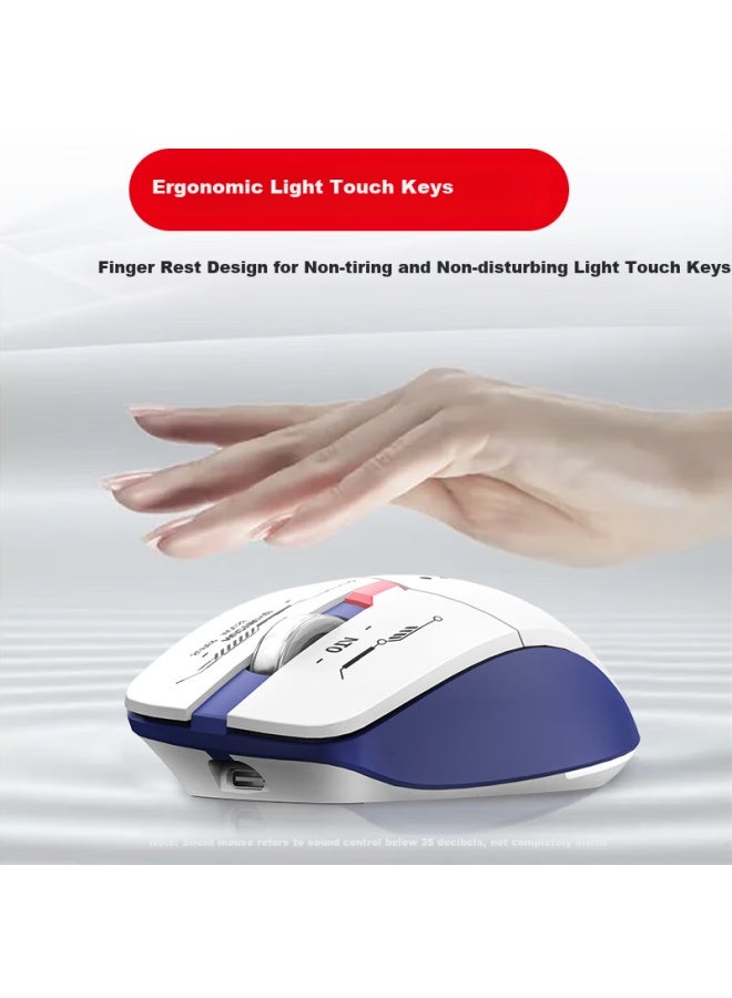 D.rob Intelligent Ai Mouse، ماوس ألعاب مريح، ماوس مكتبي صامت للكتابة الصوتية وإنشاء العروض التقديمية ، D10 أزرق وأبيض - Image 5