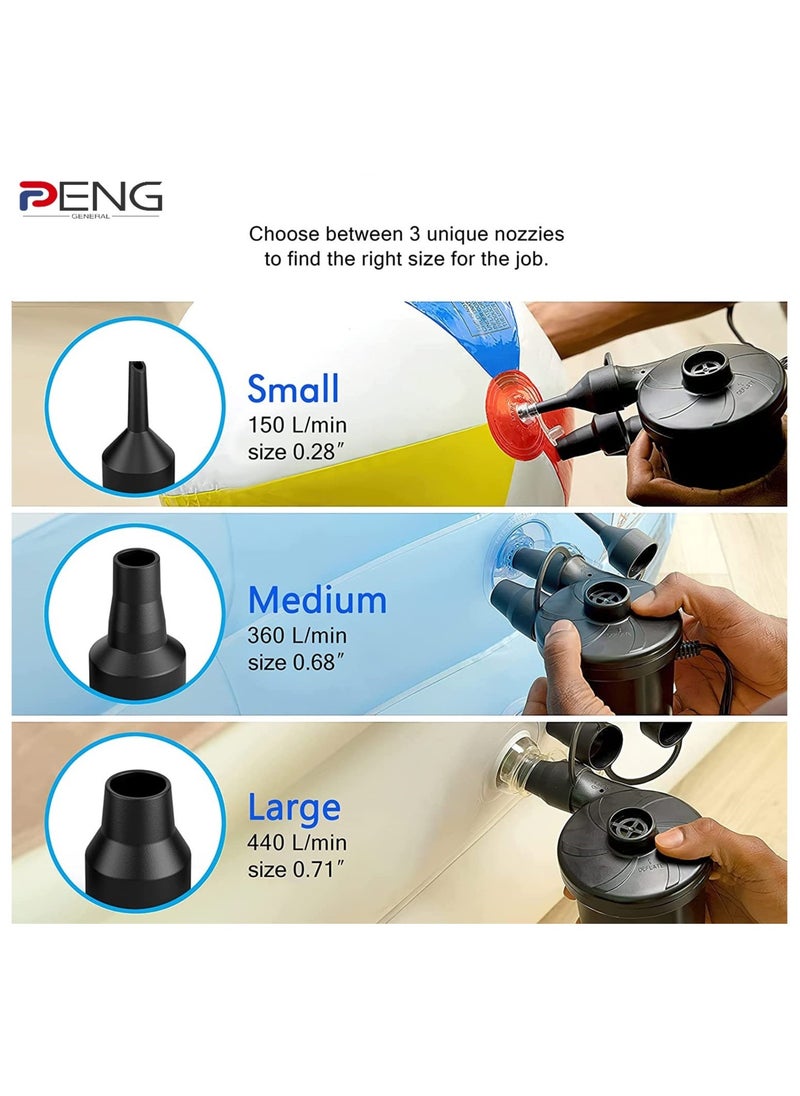 PENG GENERAL - Electric Air Pump With Different Air Filling Nozzles Plastic Black - Image 1