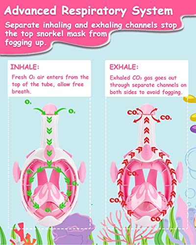 Flyboo Snorkel Mask for Kids, Full Face Snorkeling Gear with180° Panoramic View, Snorkeling Set Anti-Fog Anti-Leak for Boys Girls - Image 4