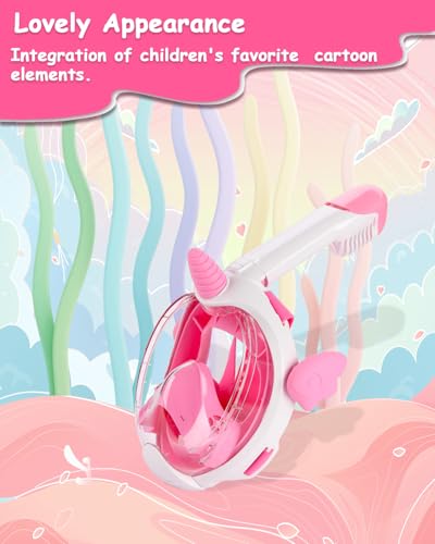 Flyboo Snorkel Mask for Kids, Full Face Snorkeling Gear with180° Panoramic View, Snorkeling Set Anti-Fog Anti-Leak for Boys Girls - Image 2