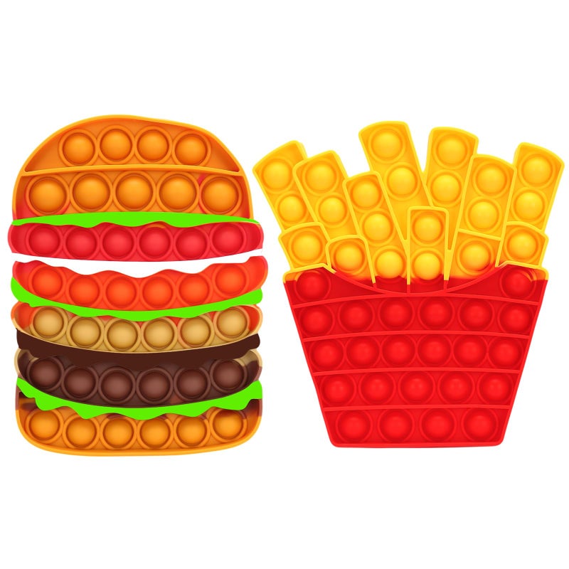 DEARIDAP 2 PCS Food Fidget Toys for Kids French Fries Hamburger Bubble Sensory Toy Silicone Push Bubble Toys Anxiety Stress Relief Tools for Toddlers Adults School Classroom Party Favors - Image 3