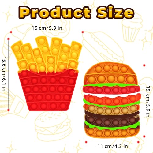 DEARIDAP 2 PCS Food Fidget Toys for Kids French Fries Hamburger Bubble Sensory Toy Silicone Push Bubble Toys Anxiety Stress Relief Tools for Toddlers Adults School Classroom Party Favors - Image 5