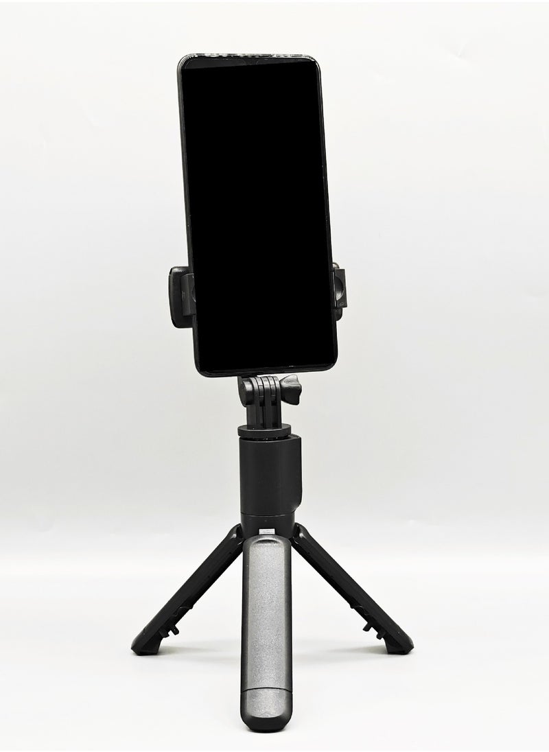 Generic Tripod selfie stick, phone tripod stand, retractable phone stabilizer suitable for iPhone and Android for photo video recording and live streaming video blogging with Bluetooth portability (black)  - Image 3