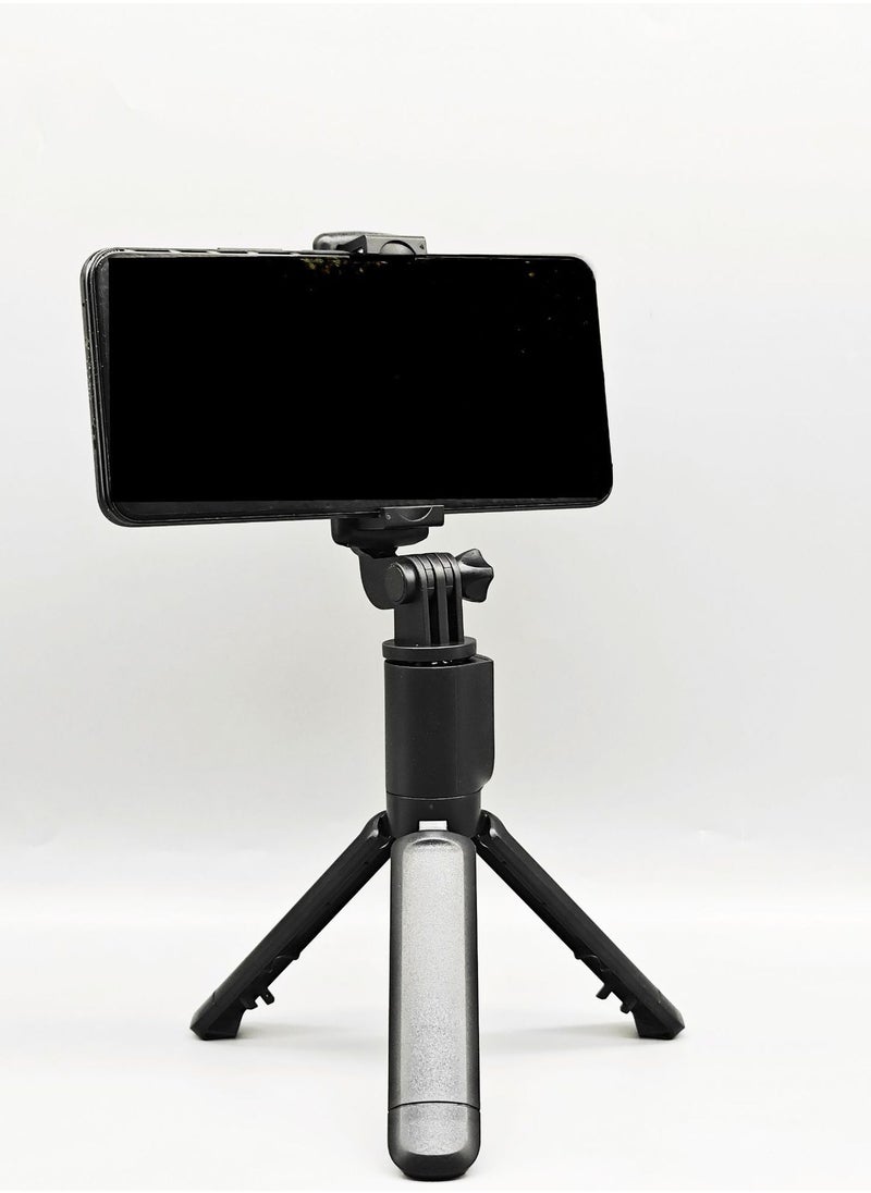Generic Tripod selfie stick, phone tripod stand, retractable phone stabilizer suitable for iPhone and Android for photo video recording and live streaming video blogging with Bluetooth portability (black)  - Image 4