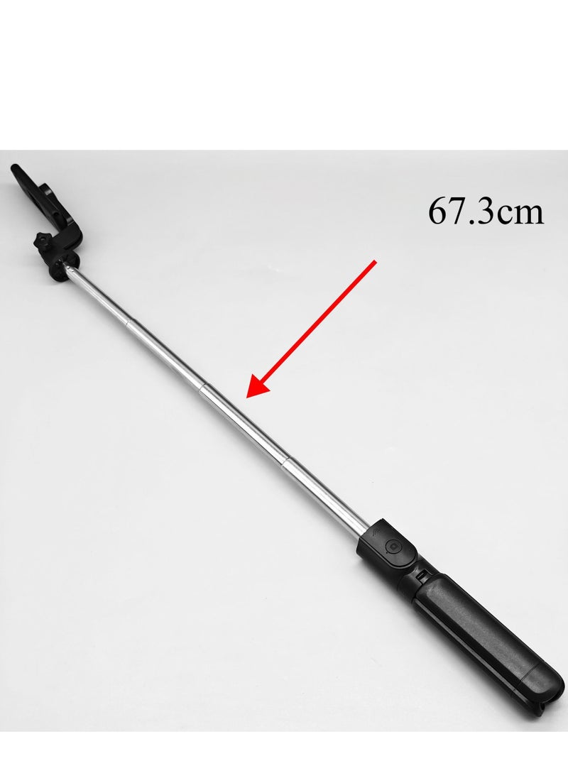 Tripod Selfie Stick, Phone Tripod Stand, Retractable Phone Holder, iPhone & Android Phone Stabilizer for Live Video & Photo Shooting, Vlog (Black)