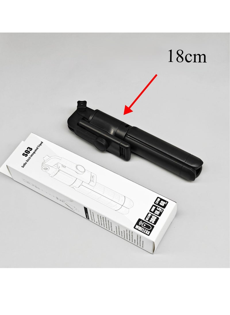 Tripod Selfie Stick, Phone Tripod Stand, Retractable Phone Holder, iPhone & Android Phone Stabilizer for Live Video & Photo Shooting, Vlog (Black)