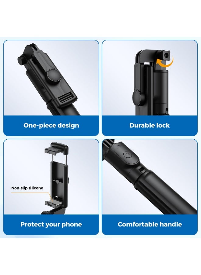 بابونا حامل ثلاثي للهواتف لالتقاط الصور الذاتية، حامل ثلاثي قابل للتمديد مع جهاز تحكم لاسلكي، مناسب للتصوير، البث المباشر، تسجيل الفيديو، متوافق مع أندرويد و iPhone - Image 3