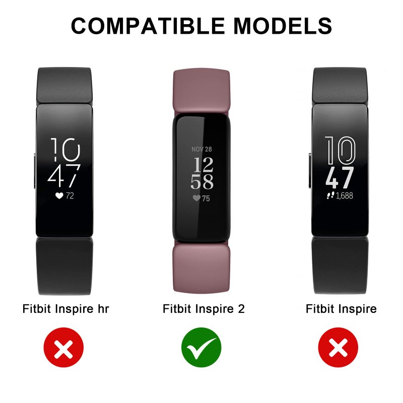 Tobfit 6 PACK Sport Bands Compatible with Fitbit Inspire 2 Bands for Women Men, Soft Silicone Waterproof Straps Replacement Wristbands Compatible for Fitbit Inspire 2 Watch Band, Small, - Image 2